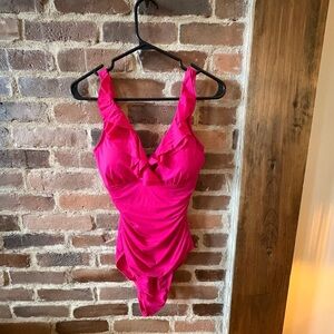 Ralph Lauren Bright Pink Ruffle One-Piece Swimsuit